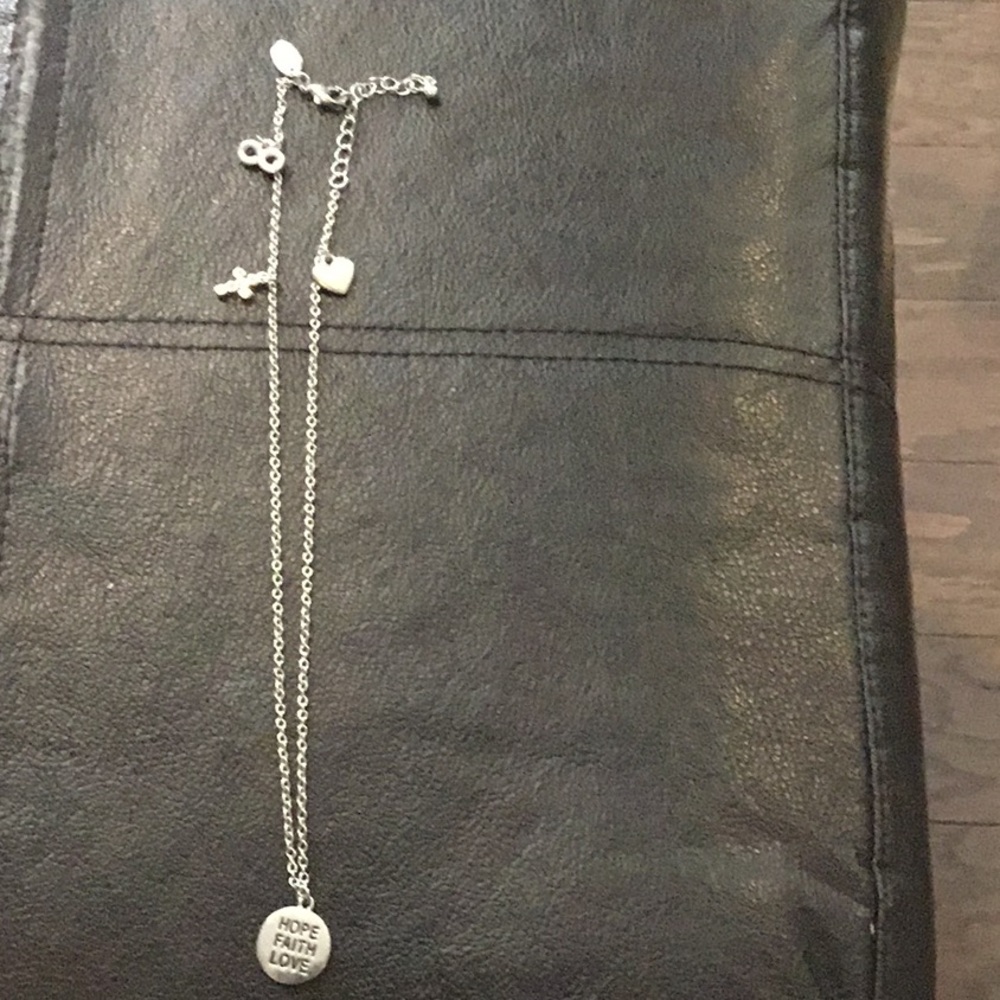Silver Charm Necklace with Inspirational Pendant 18 inches